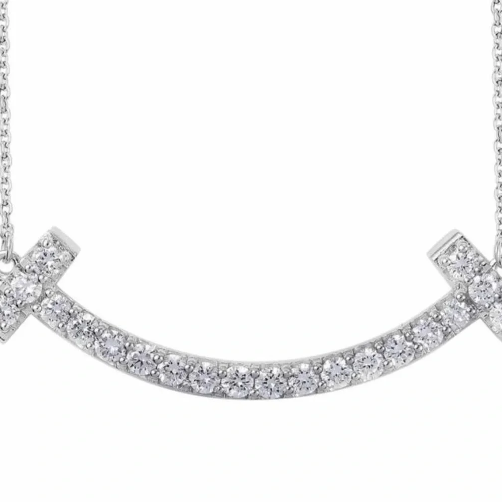 1.33 Carat Diamond Silver Smile Necklace with Delicate Chain - Picture 5 of 5